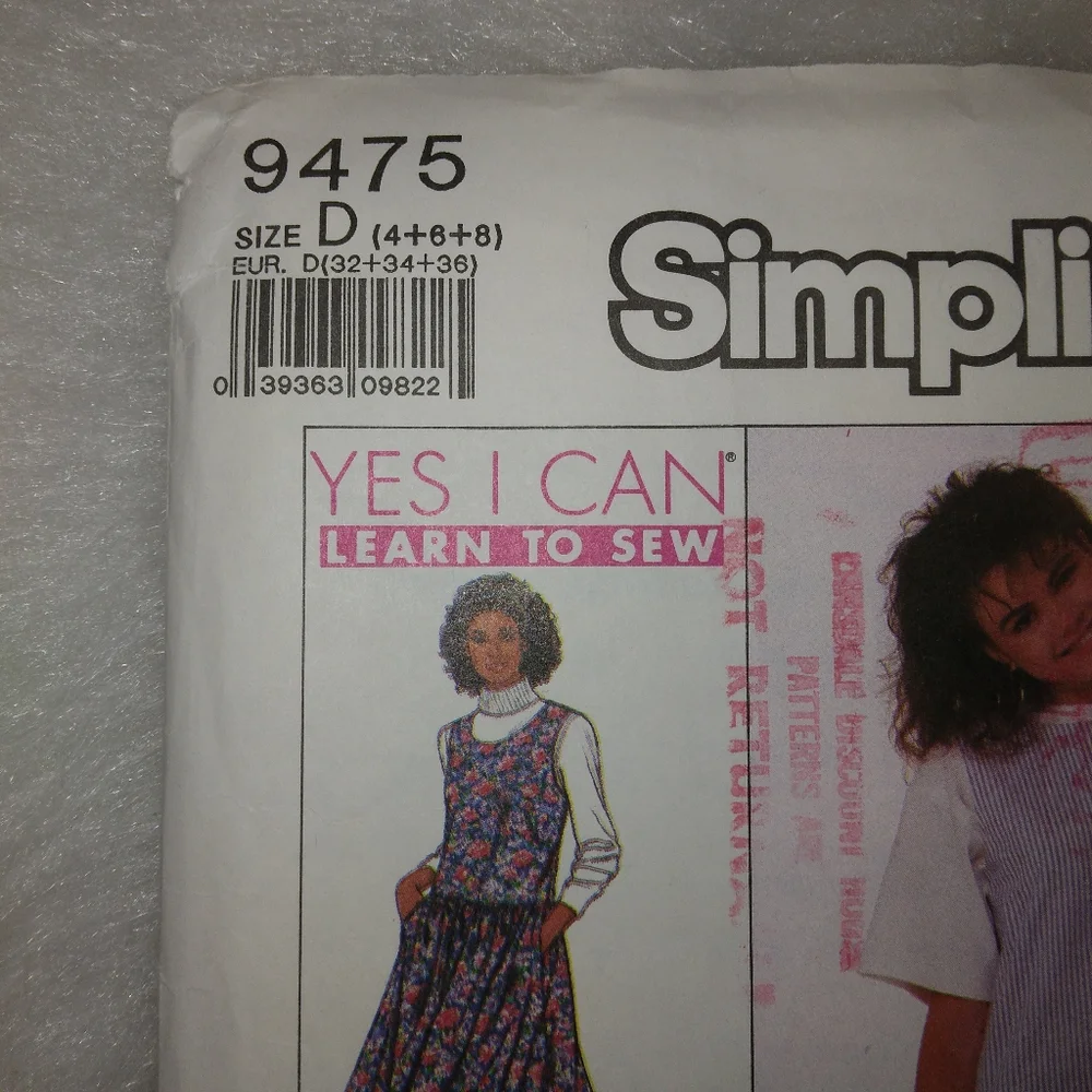 Simplicity 9475 EASY Jumper, learn to Sew Size 4-6-8